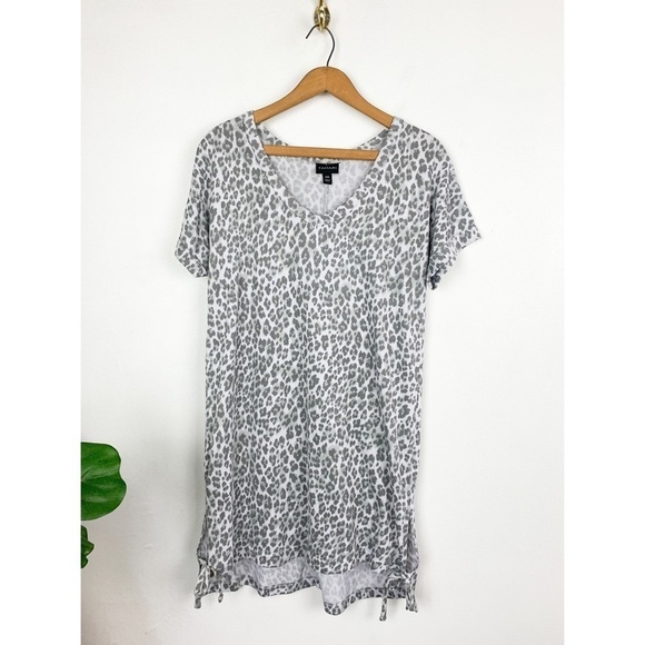 NWOT Tahari Gray Animal Print Tunic Top/Mini Dress Sz M - Picture 1 of 7